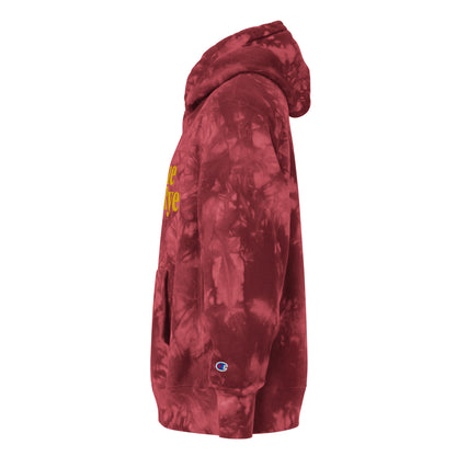 rogue and rye tie-dye hoodie, battle axe champion hoodie, fantasy streetwear, unisex tie-dye gamer hoodie, reverse weave fleece sweatshirt, rpg themed hoodie, rogue and rye merch, champion battle axe hoodie, heavy fleece game night hoodie, tie-dye hoodie for adventurers, embroidered champion fantasy hoodie, shrink-resistant hoodie, unique pattern champion sweatshirt