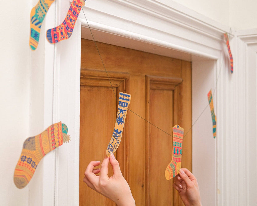 Festive Stockings Sewn Garland | East End Press