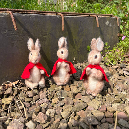 Beatrix Potter needle felting kit, Flopsy Mopsy and Cottontail craft kit, DIY Beatrix Potter characters, licensed Peter Rabbit felting kit, wool felting animals kit, intermediate needle felting project, storybook animal needle felt kit, The Crafty Kit Company UK, handmade in Scotland needle felting, Corriedale wool animal felting kit
