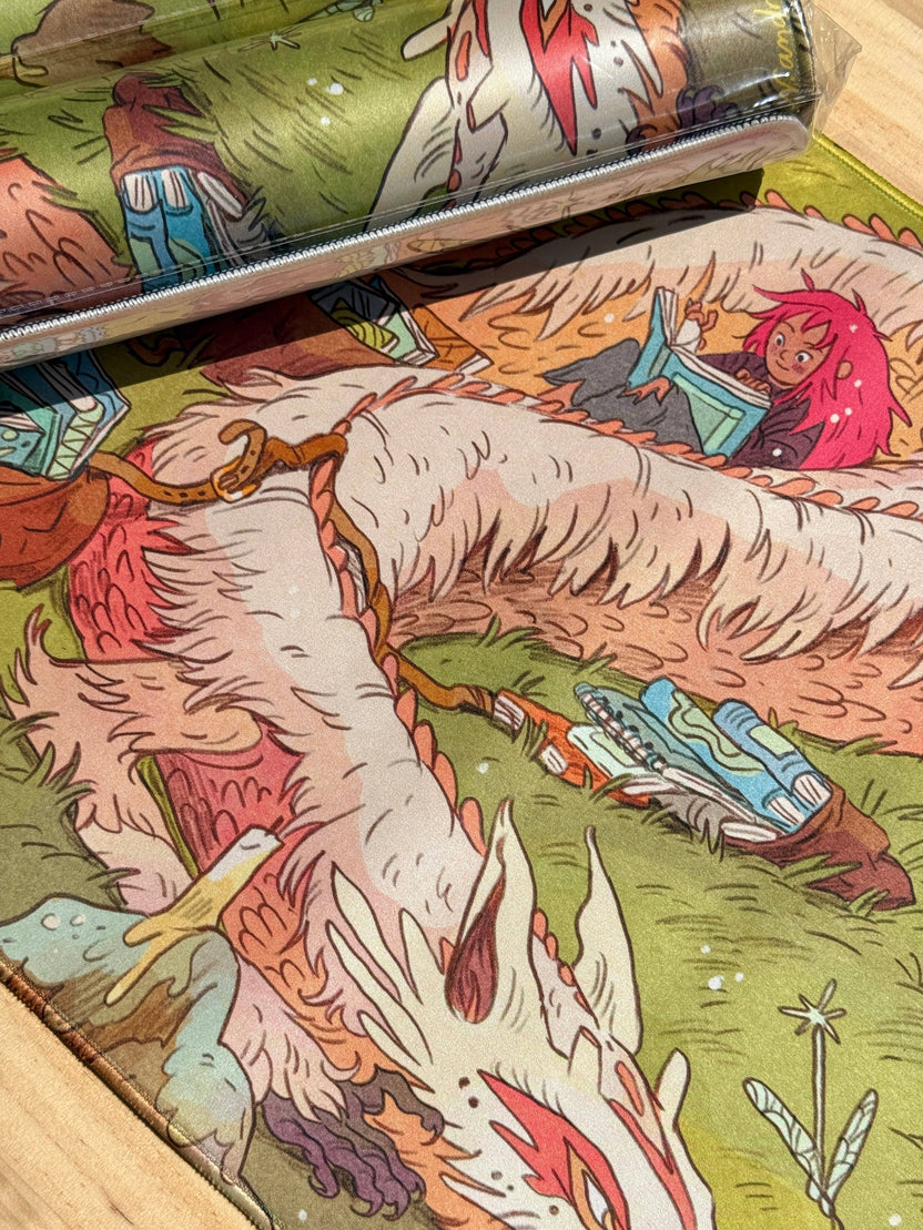 Natalie Andrewson Book Dragon desk mat illustrated surface detail