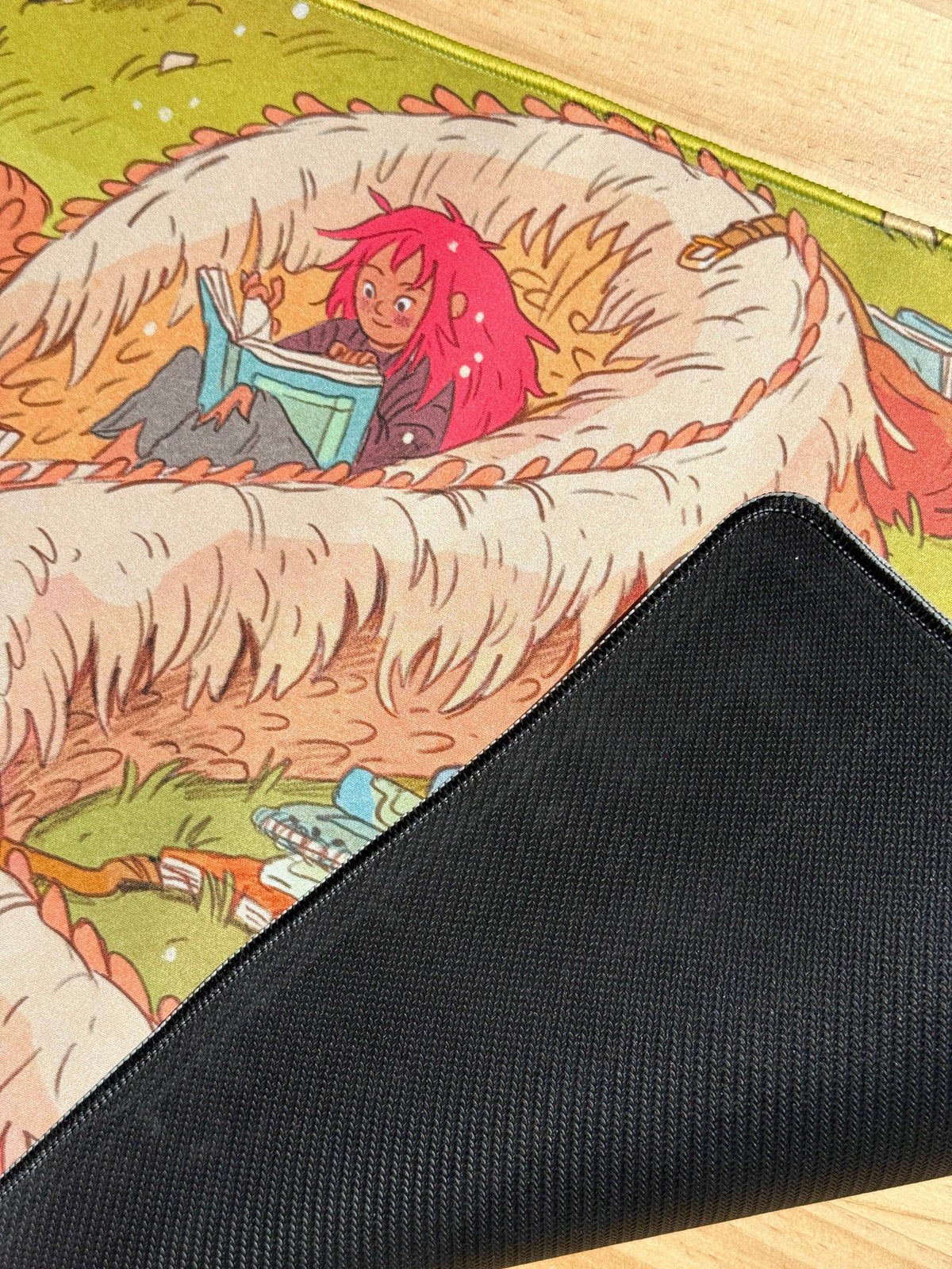 Book Dragon playmat with black anti-skid rubber backing