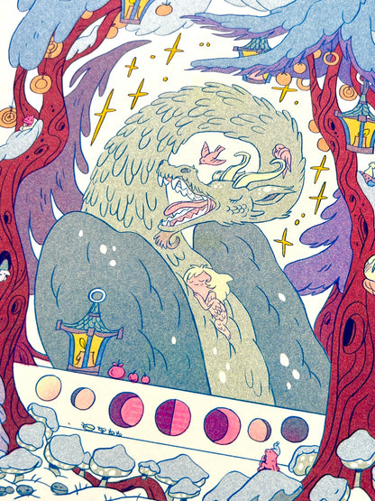 Winter Dragon Riso Print, Natalie Andrewson