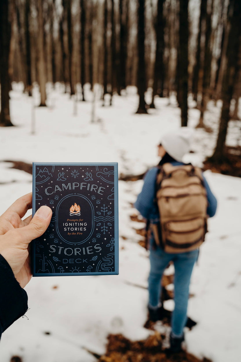 campfire stories deck, storytelling prompt cards, family campfire game, story cards for all ages, connection games for families, story starters deck, outdoor activity cards, camping conversation game, screen-free campfire fun, icebreaker card game, storytelling game for kids and adults, backyard game ideas, travel-friendly storytelling prompts, meaningful family activities, story game for group bonding