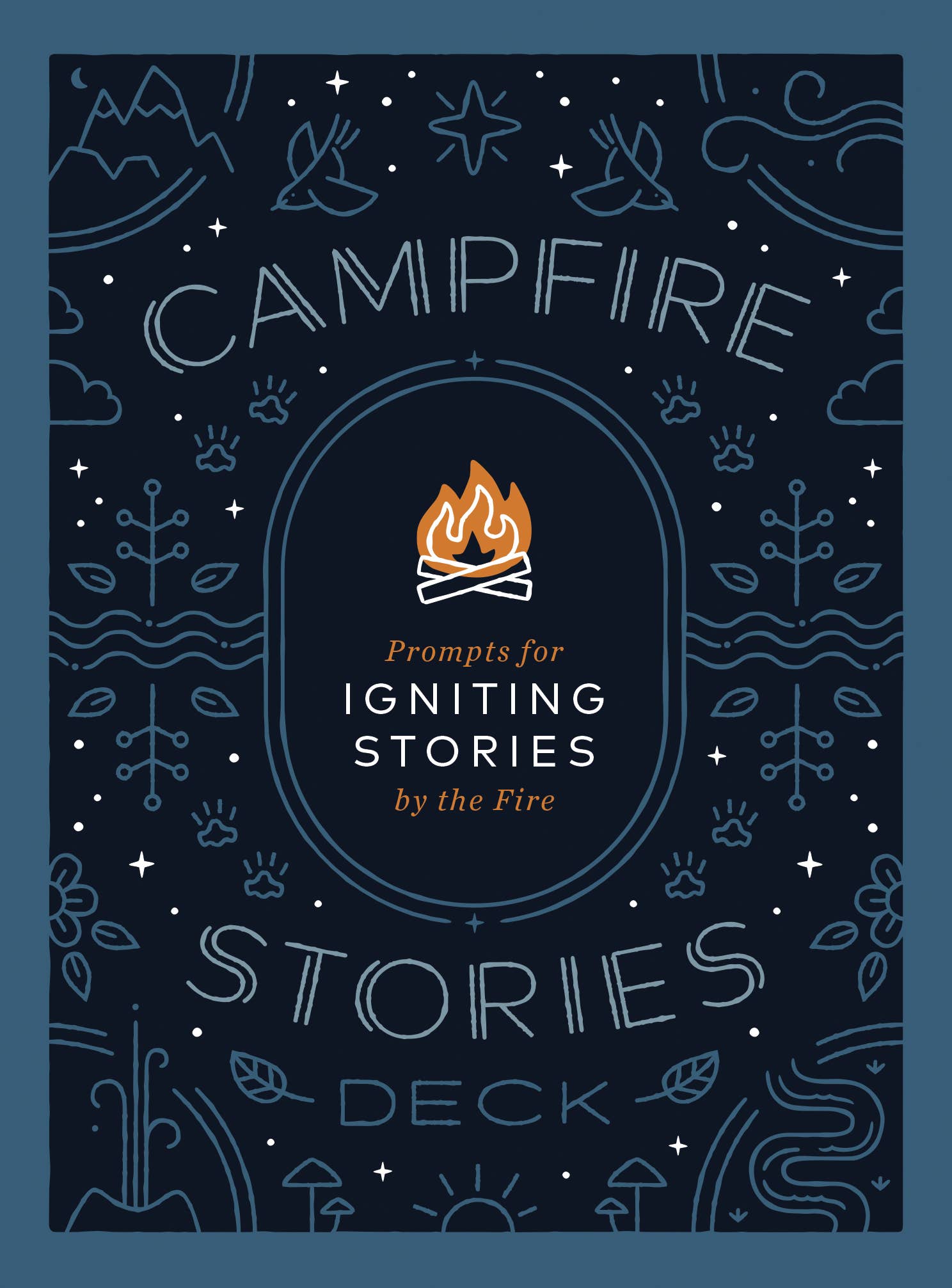 campfire stories deck, storytelling prompt cards, family campfire game, story cards for all ages, connection games for families, story starters deck, outdoor activity cards, camping conversation game, screen-free campfire fun, icebreaker card game, storytelling game for kids and adults, backyard game ideas, travel-friendly storytelling prompts, meaningful family activities, story game for group bonding