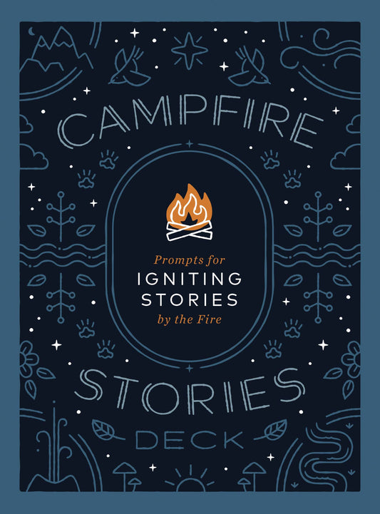 campfire stories deck, storytelling prompt cards, family campfire game, story cards for all ages, connection games for families, story starters deck, outdoor activity cards, camping conversation game, screen-free campfire fun, icebreaker card game, storytelling game for kids and adults, backyard game ideas, travel-friendly storytelling prompts, meaningful family activities, story game for group bonding