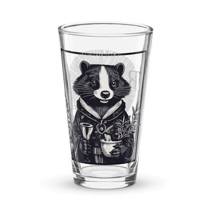 cleric pint glass, RPG pint glass, D&D healer drinkware, Rogue & Rye barware, fantasy shaker glass, tabletop gaming drinkware, 16 oz cleric glass, skunk character glass, herbal gin and tonic glass, RPG gift for gamers