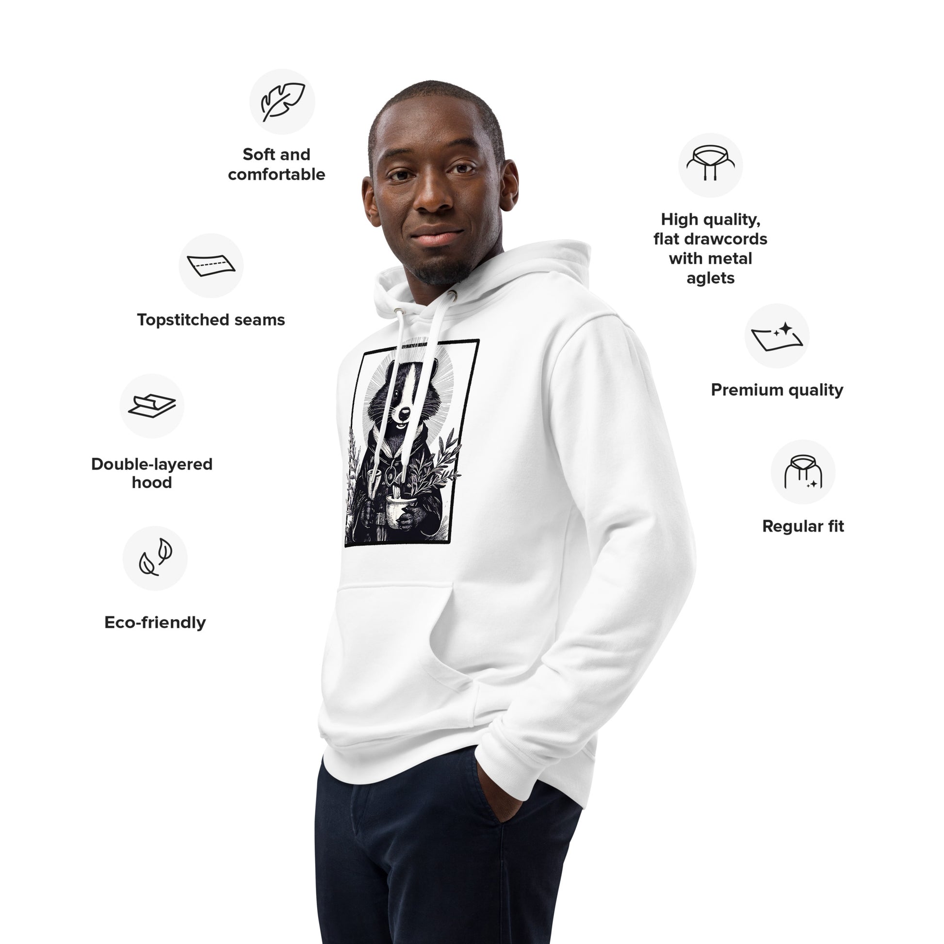 Cleric hoodie, eco-friendly RPG hoodie, organic cotton fantasy hoodie, D&D cleric apparel, unisex gamer hoodie, Rogue & Rye sweatshirt, recycled cotton hoodie, healing magic hoodie, premium RPG streetwear, ethical gamer fashion