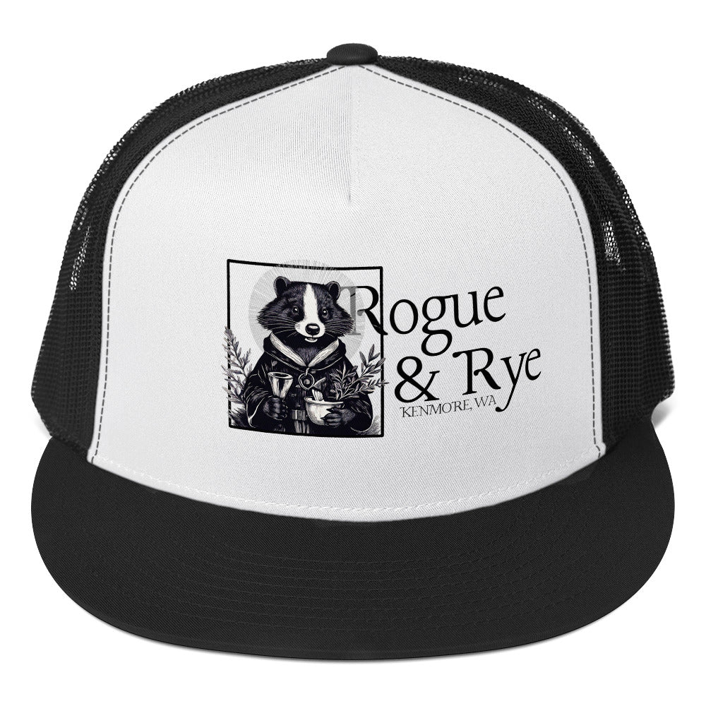 cleric trucker cap, skunk cleric hat, Rogue & Rye DnD hat, healing class cap, DnD trucker hat, RPG character hat, fantasy roleplay merch, adjustable DnD cap, skunk character gear, tabletop game apparel