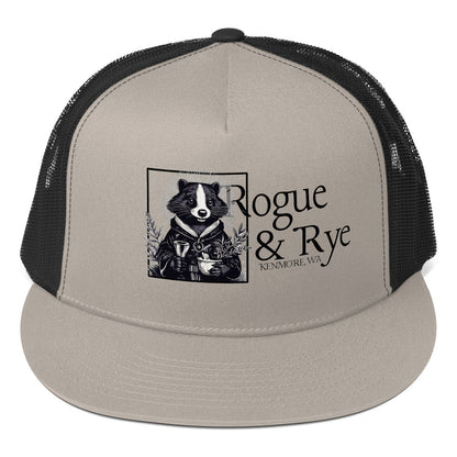 cleric trucker cap, skunk cleric hat, Rogue & Rye DnD hat, healing class cap, DnD trucker hat, RPG character hat, fantasy roleplay merch, adjustable DnD cap, skunk character gear, tabletop game apparelmockup