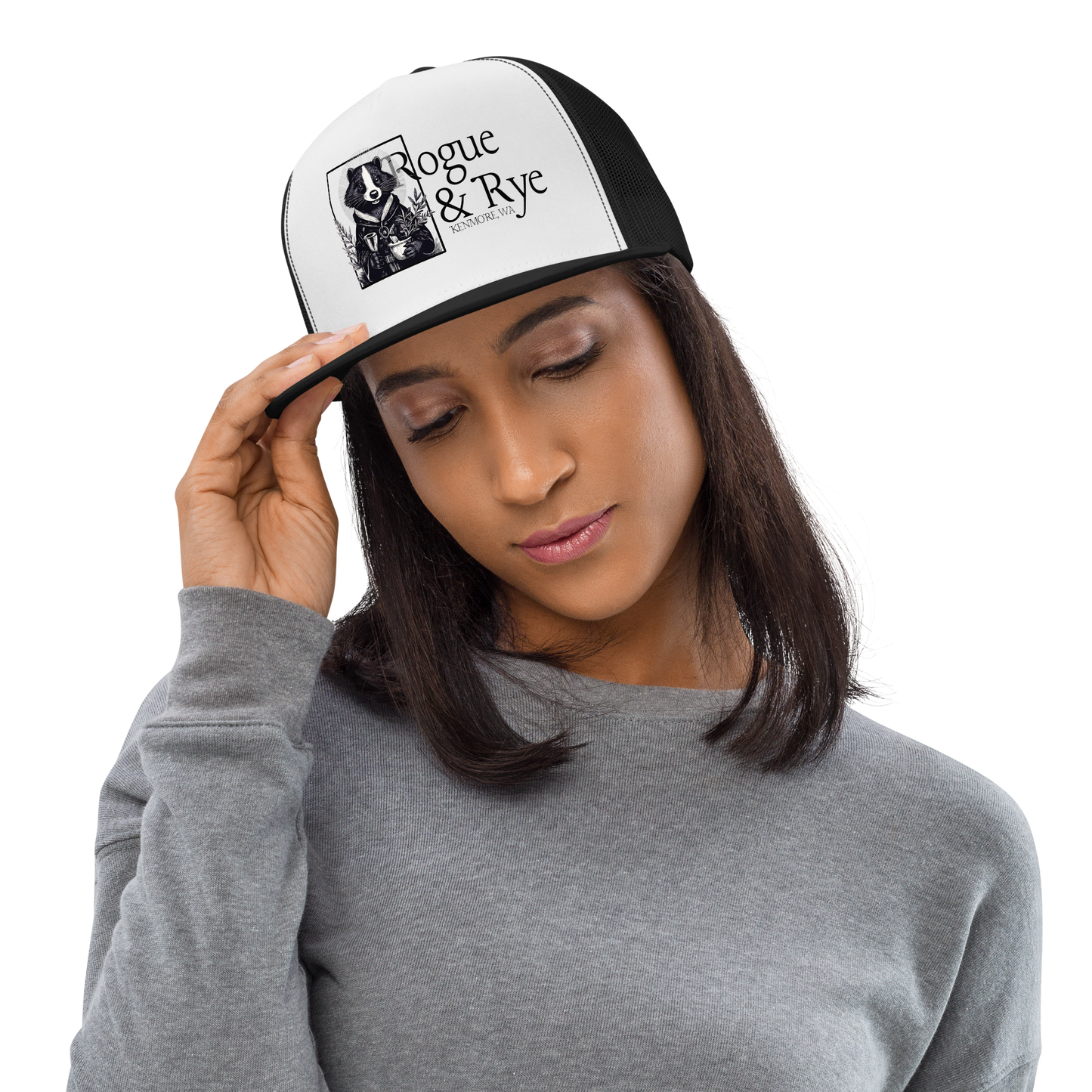 cleric trucker cap, skunk cleric hat, Rogue & Rye DnD hat, healing class cap, DnD trucker hat, RPG character hat, fantasy roleplay merch, adjustable DnD cap, skunk character gear, tabletop game apparel