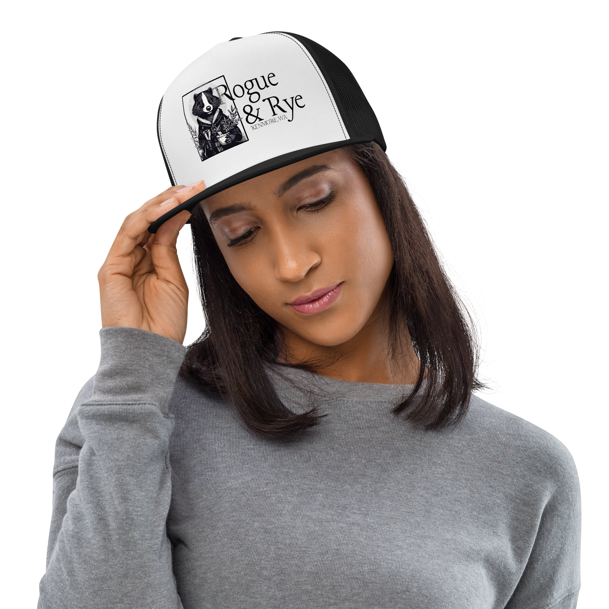 cleric trucker cap, skunk cleric hat, Rogue & Rye DnD hat, healing class cap, DnD trucker hat, RPG character hat, fantasy roleplay merch, adjustable DnD cap, skunk character gear, tabletop game apparel