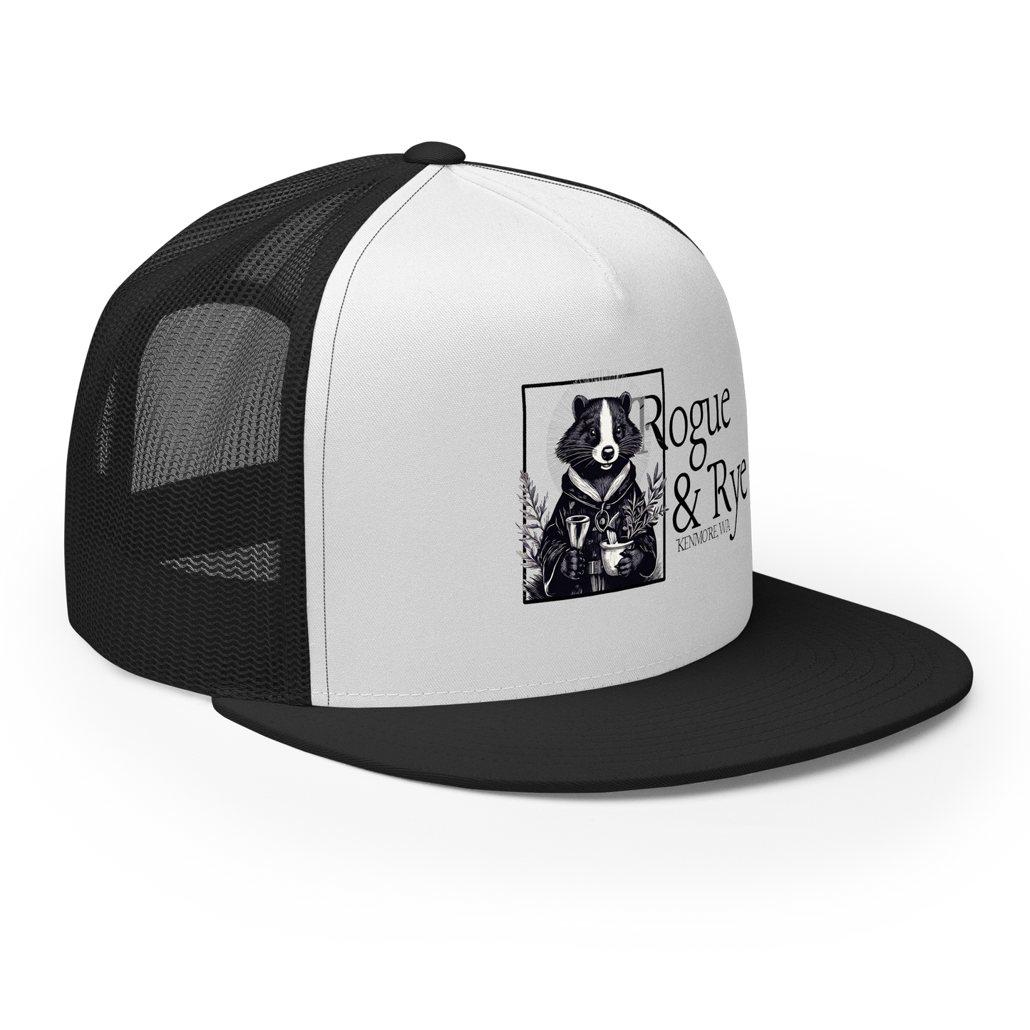 cleric trucker cap, skunk cleric hat, Rogue & Rye DnD hat, healing class cap, DnD trucker hat, RPG character hat, fantasy roleplay merch, adjustable DnD cap, skunk character gear, tabletop game apparel