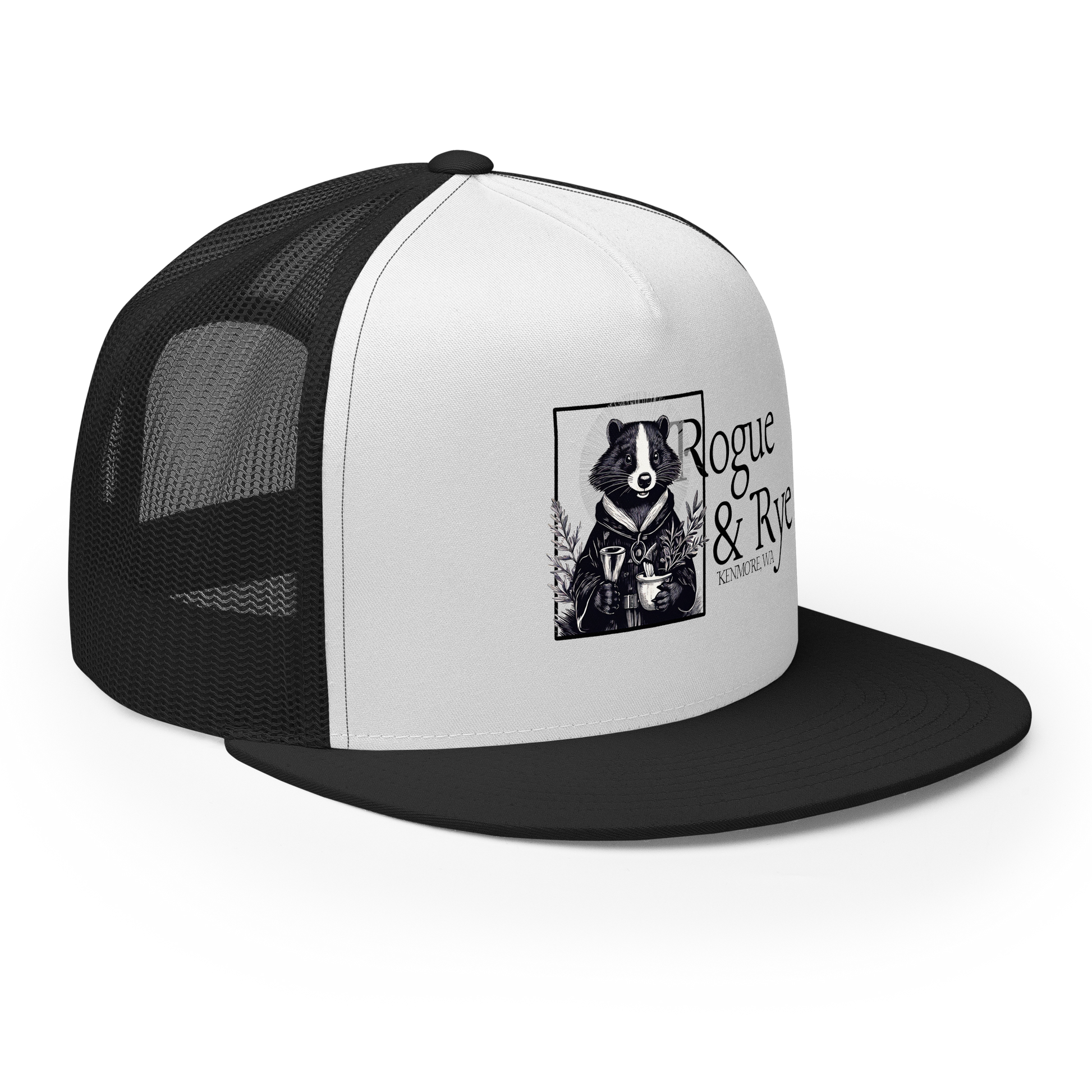 cleric trucker cap, skunk cleric hat, Rogue & Rye DnD hat, healing class cap, DnD trucker hat, RPG character hat, fantasy roleplay merch, adjustable DnD cap, skunk character gear, tabletop game apparel
