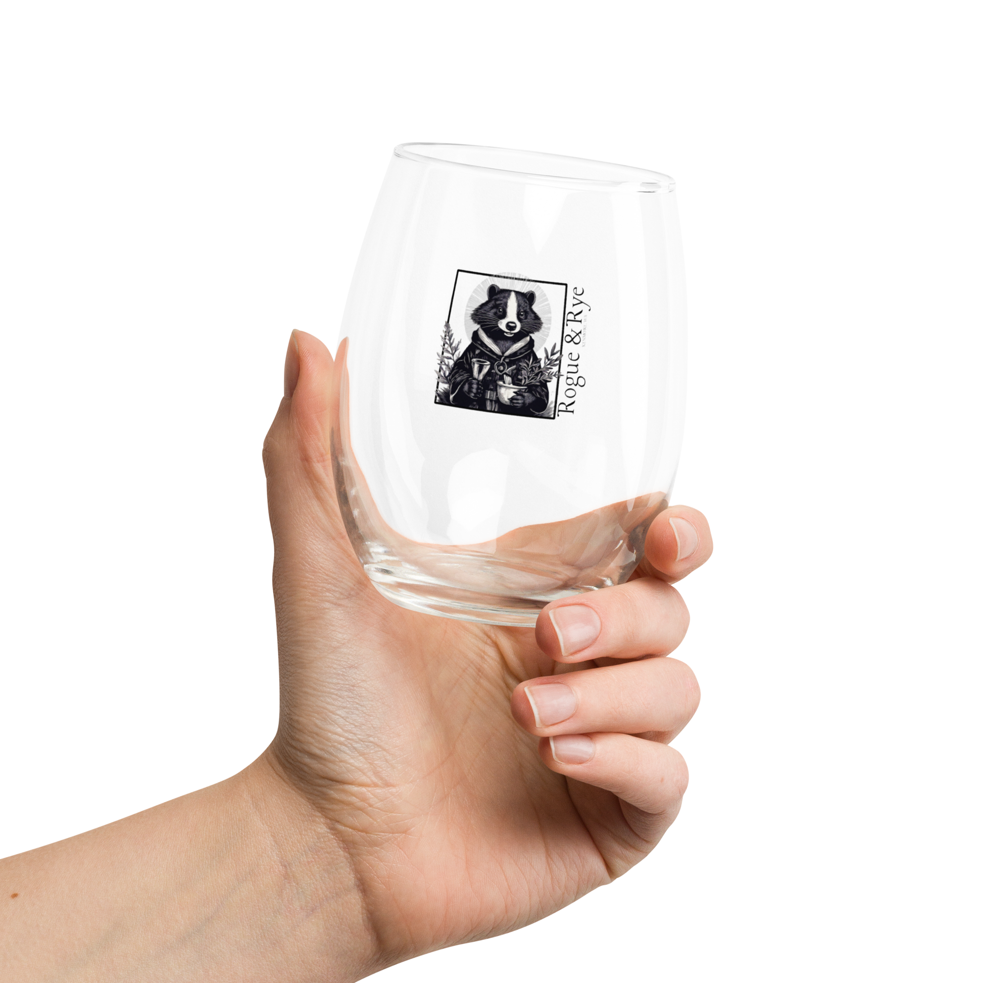 Cleric wine glass, D&D stemless wine glass, fantasy healer drinkware, RPG cleric skunk glass, 15 oz tabletop wine glass, stemless RPG glassware, Rogue & Rye drink accessories, gamer gift wine glass, healing magic wine glass, fantasy character glass