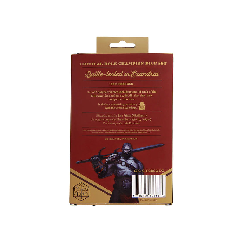 Grog Strongjaw Champion Dice Set – Critical Role, Vox Machina