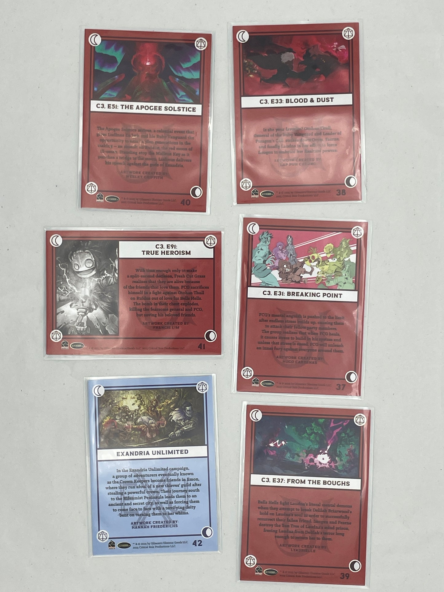 Collectible Critical Role 10th Anniversary Trading Cards full base-card set featuring beautiful artwork representing characters and moments from the series perfect for tabletop RPG fans and card collectors