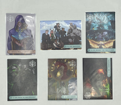 Collectible Critical Role 10th Anniversary Trading Cards full base-card set featuring beautiful artwork representing characters and moments from the series perfect for tabletop RPG fans and card collectors