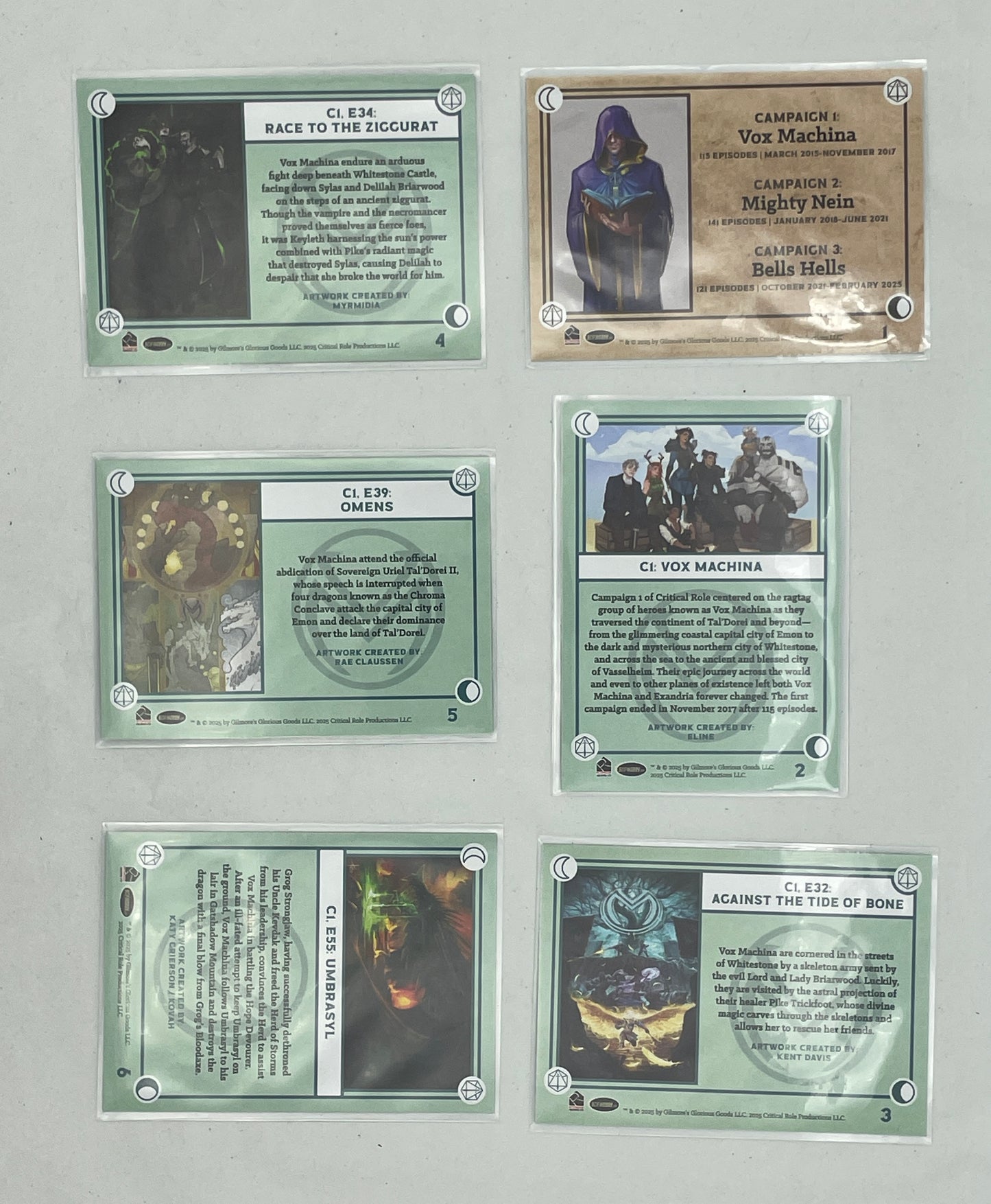 Collectible Critical Role 10th Anniversary Trading Cards full base-card set featuring beautiful artwork representing characters and moments from the series perfect for tabletop RPG fans and card collectors