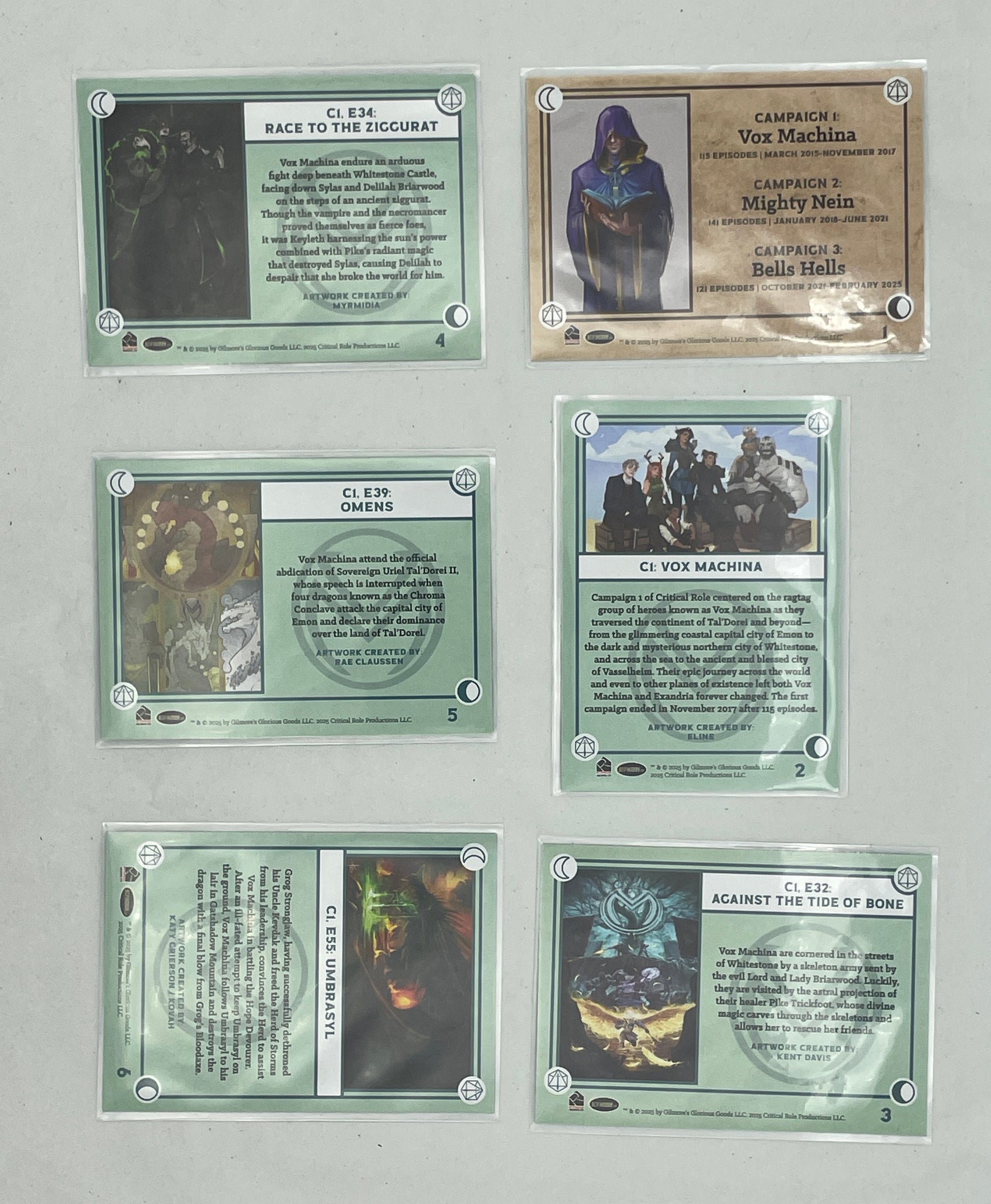 Collectible Critical Role 10th Anniversary Trading Cards full base-card set featuring beautiful artwork representing characters and moments from the series perfect for tabletop RPG fans and card collectors