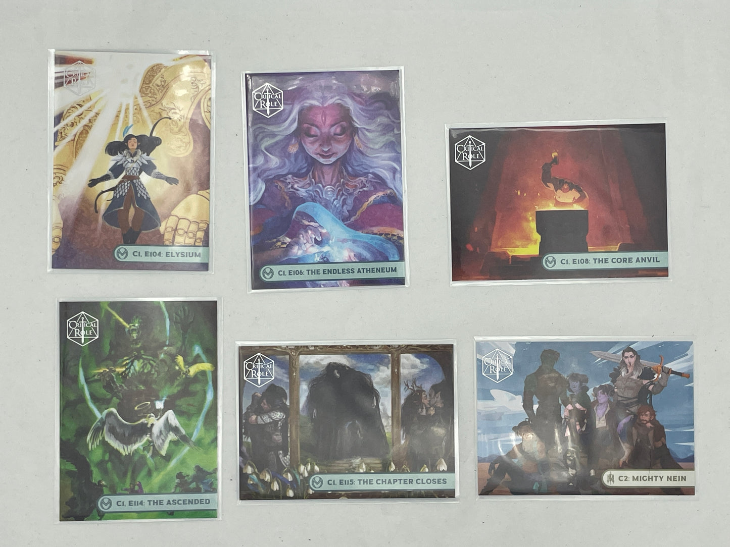 Collectible Critical Role 10th Anniversary Trading Cards full base-card set featuring beautiful artwork representing characters and moments from the series perfect for tabletop RPG fans and card collectors