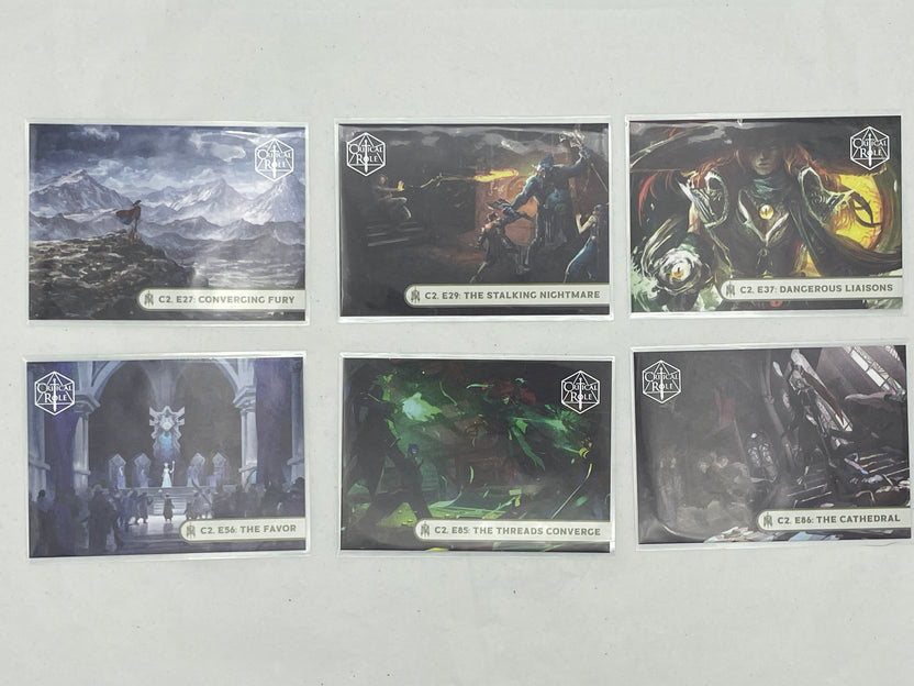 Collectible Critical Role 10th Anniversary Trading Cards full base-card set featuring beautiful artwork representing characters and moments from the series perfect for tabletop RPG fans and card collectors