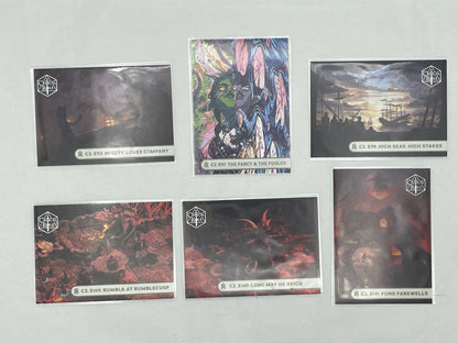 Collectible Critical Role 10th Anniversary Trading Cards full base-card set featuring beautiful artwork representing characters and moments from the series perfect for tabletop RPG fans and card collectors