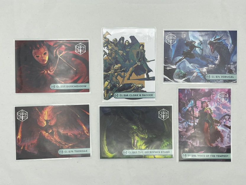 Collectible Critical Role 10th Anniversary Trading Cards full base-card set featuring beautiful artwork representing characters and moments from the series perfect for tabletop RPG fans and card collectors