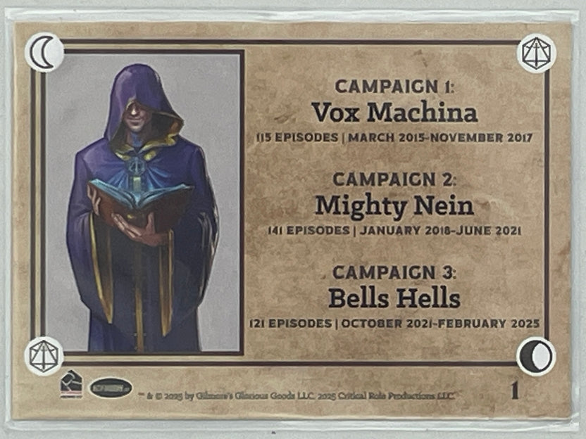 Collectible Critical Role 10th Anniversary Trading Cards full base-card set featuring beautiful artwork representing characters and moments from the series perfect for tabletop RPG fans and card collectors
