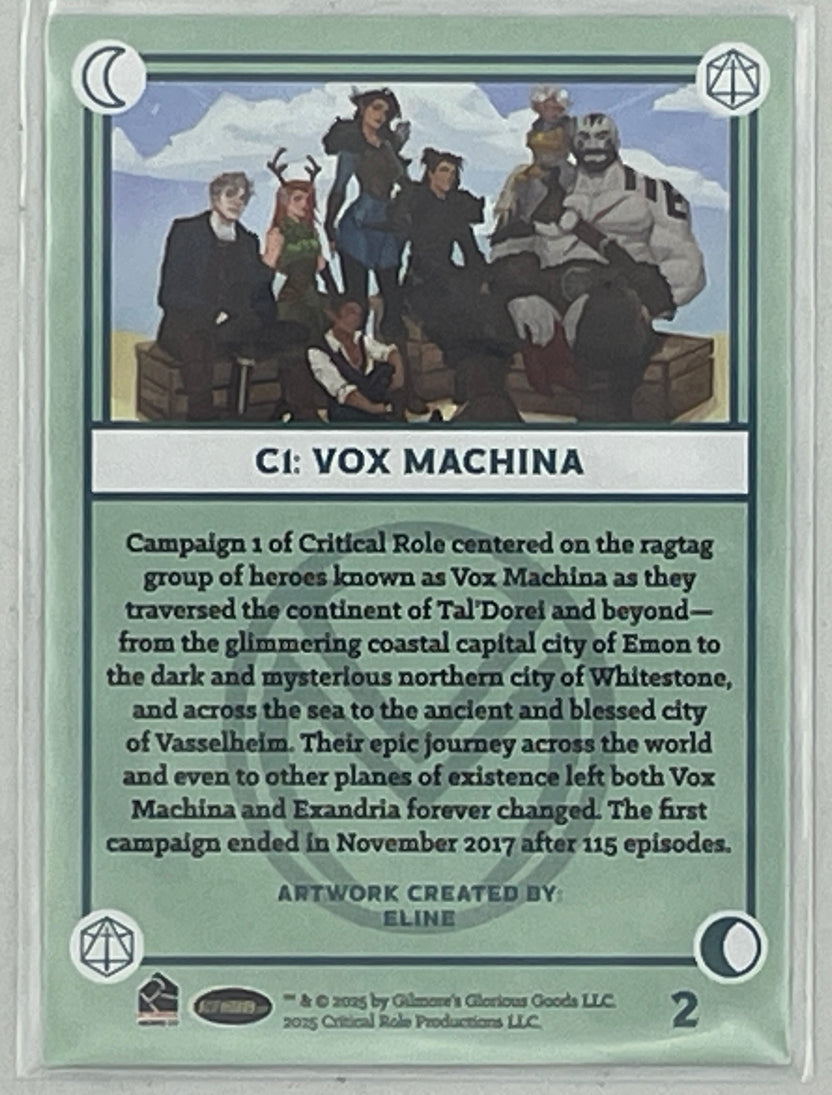 Collectible Critical Role 10th Anniversary Trading Cards full base-card set featuring beautiful artwork representing characters and moments from the series perfect for tabletop RPG fans and card collectors