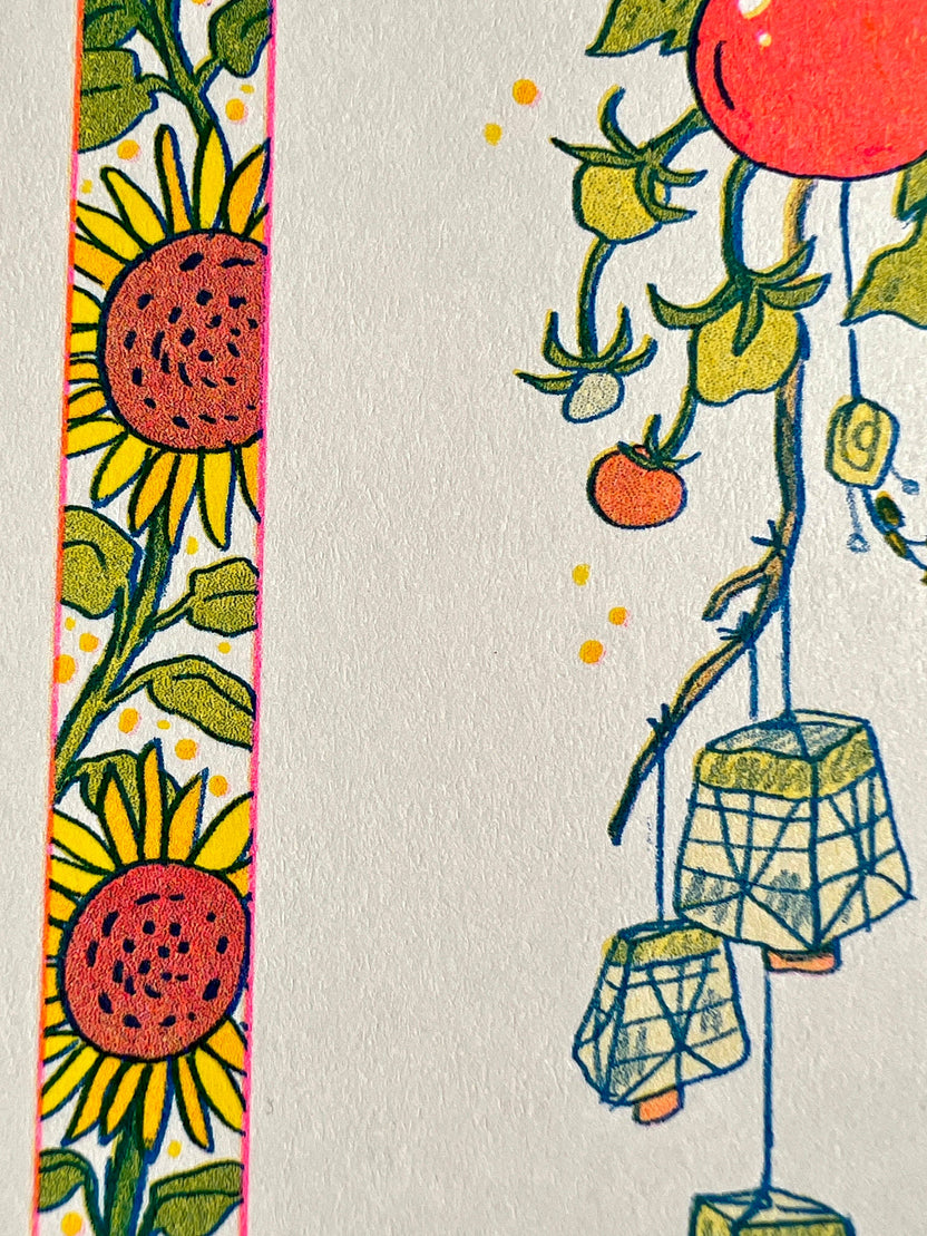 Sunflower Fairy Riso Print by Natalie Andrewson