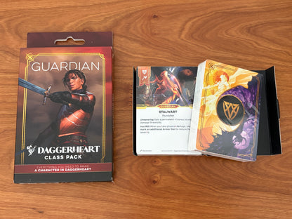 Daggerheart guardian Class Pack character card deck from Darrington Press featuring domain cards, subclass options, and streamlined tabletop RPG character creation for fantasy roleplaying games