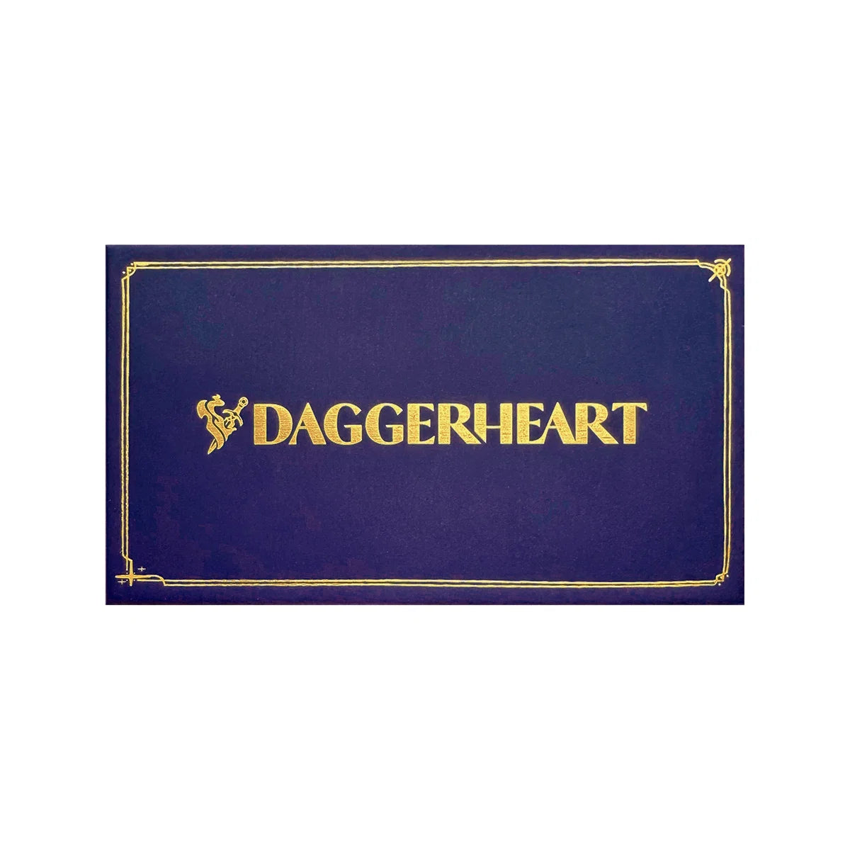 Purple Daggerheart presentation box with gold logo and border
