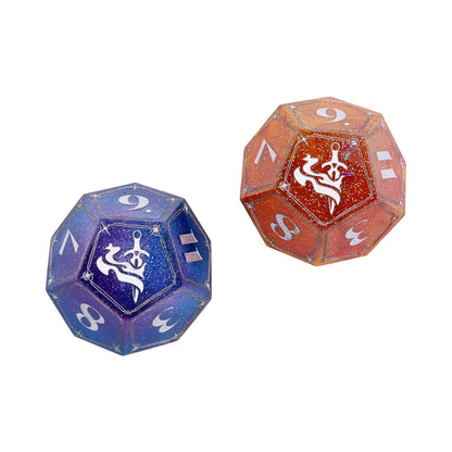 Blue and orange Daggerheart oversized Hope and Fear d12 dice