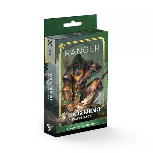 Daggerheart Ranger Class Pack character card deck from Darrington Press featuring domain cards, subclass options, and streamlined tabletop RPG character creation for fantasy roleplaying games