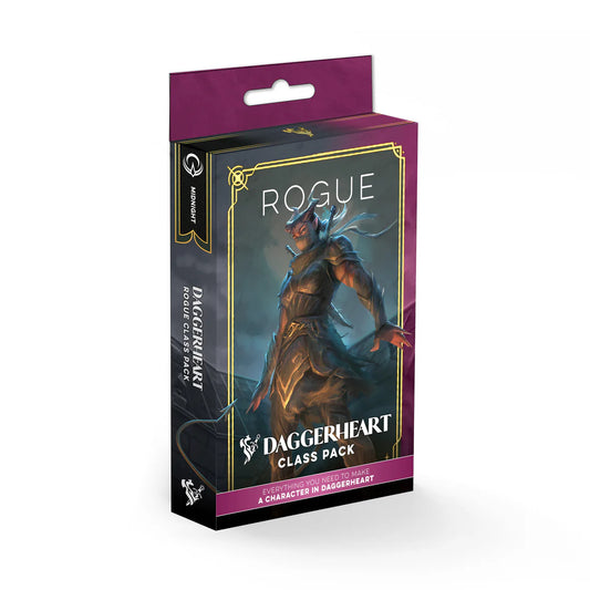Daggerheart Rogue Class Pack character card deck from Darrington Press featuring domain cards, subclass options, and streamlined tabletop RPG character creation for fantasy roleplaying games