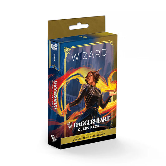 Daggerheart Wizard Class Pack character card deck from Darrington Press featuring domain cards, subclass options, and streamlined tabletop RPG character creation for fantasy roleplaying games