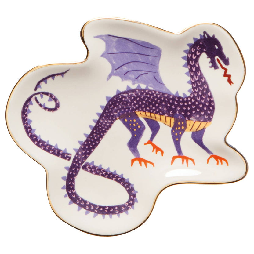 ember trinket tray, dragon trinket tray, stoneware catchall tray, Danica Studio Ember collection, mythical home decor, jewelry tray, entryway tray, giftable decor, illustrated ceramic tray