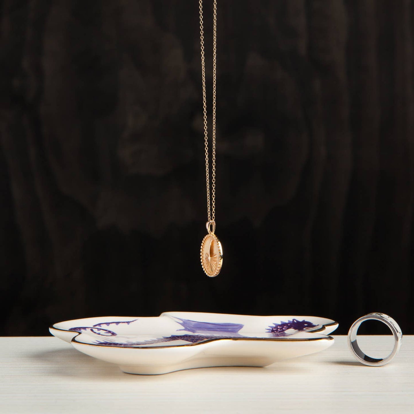 ember trinket tray, dragon trinket tray, stoneware catchall tray, Danica Studio Ember collection, mythical home decor, jewelry tray, entryway tray, giftable decor, illustrated ceramic tray