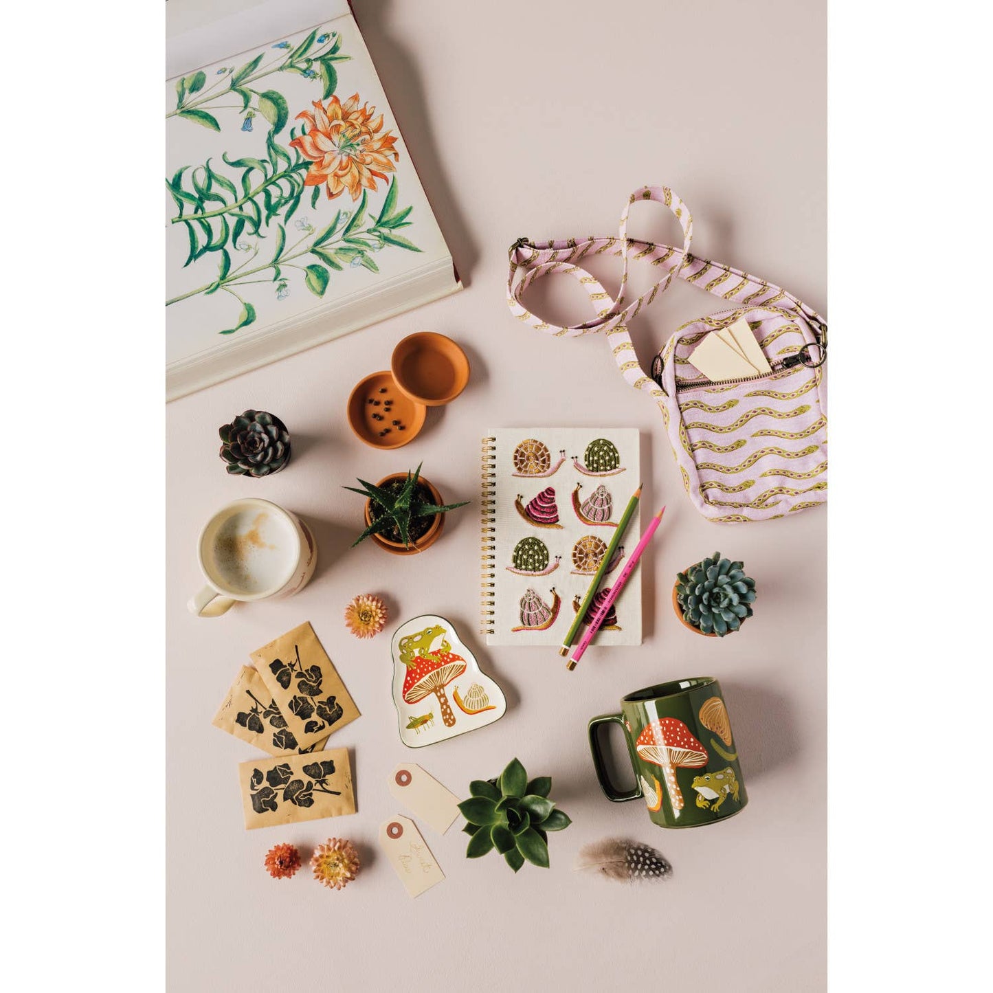 gardenland mug, snail mug, illustrated stoneware mug, Danica Studio mug, midi mug, 11 oz mug, garden themed mug, everyday coffee mug, tea mug, giftable kitchenware