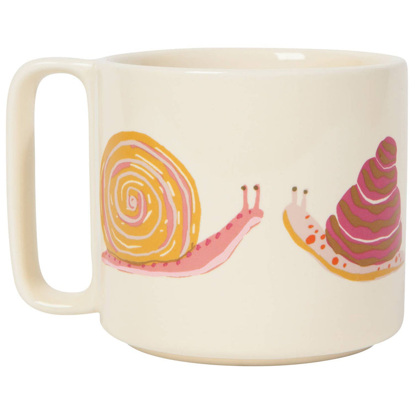 gardenland mug, snail mug, illustrated stoneware mug, Danica Studio mug, midi mug, 11 oz mug, garden themed mug, everyday coffee mug, tea mug, giftable kitchenware