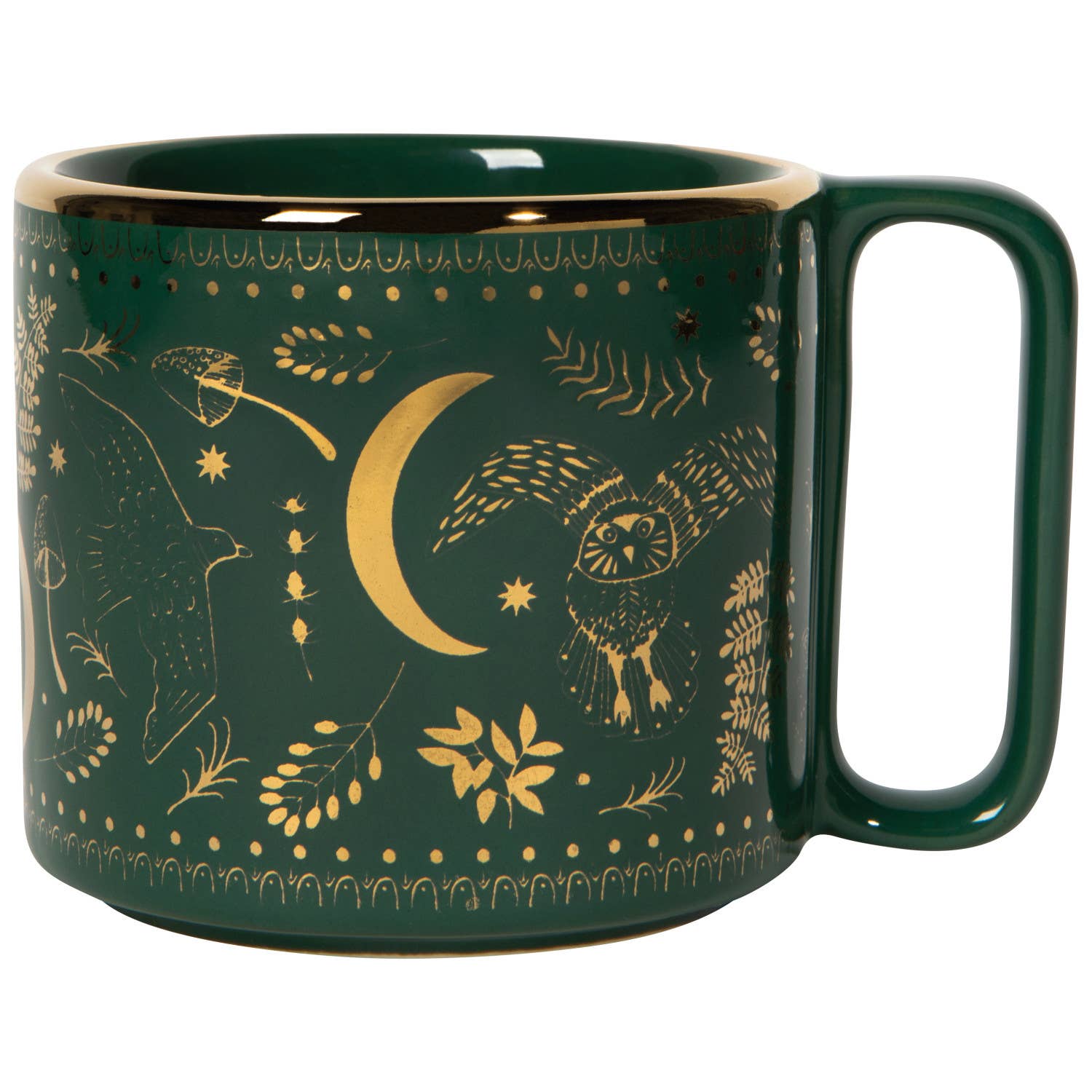 moonlit mug, night sky mug, illustrated stoneware mug, Danica Studio mug, midi mug, 11 oz mug, gold detail mug, tea mug, coffee mug, giftable kitchenware
