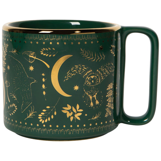 moonlit mug, night sky mug, illustrated stoneware mug, Danica Studio mug, midi mug, 11 oz mug, gold detail mug, tea mug, coffee mug, giftable kitchenware