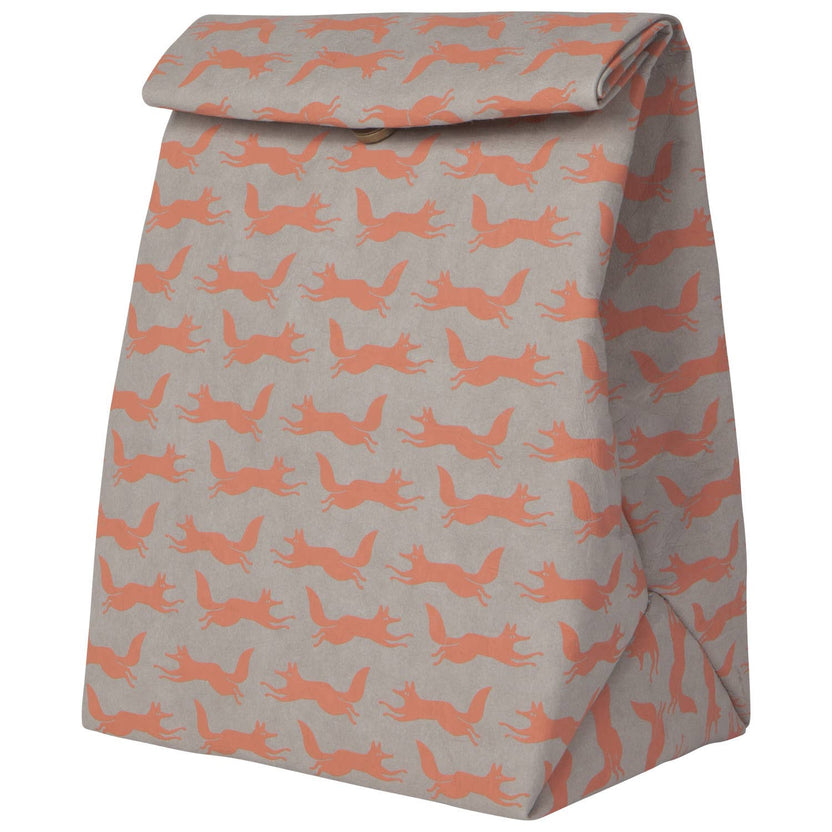 insulated lunch bag, reusable lunch bag, eco-friendly lunch bag, papercraft lunch bag, Danica Studio lunch bag, fox lunch bag, sustainable food bag, insulated food pouch, picnic lunch bag, work lunch bag