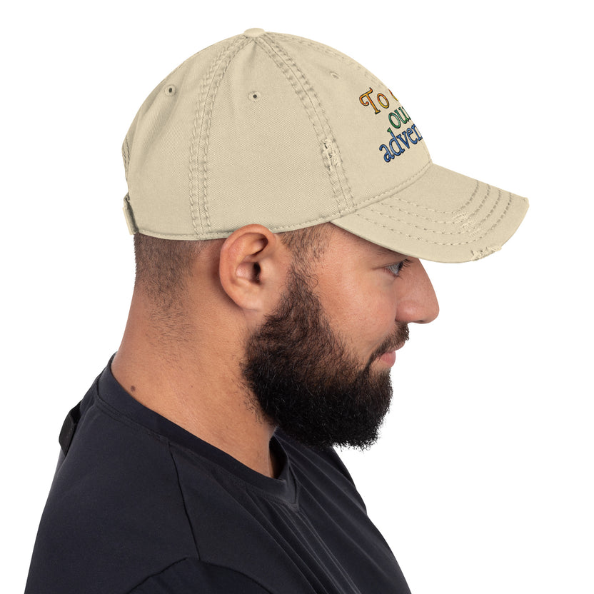 Pride hat, LGBTQIA+ pride cap, rainbow embroidered hat distressed pride baseball cap, unstructured cotton twill cap, Pride apparel accessory, inclusive fashion hat, LGBTQIA+ support merchandise, queer pride fashion, Outright International donation, ally pride gear, Pride month clothing, gender-neutral cap, low-profile dad hat, soft crown baseball cap, adjustable hook-and-loop hat, lived-in look cap, ethically made hat, made-to-order fashion, sustainable pride gear, slow fashion accessories