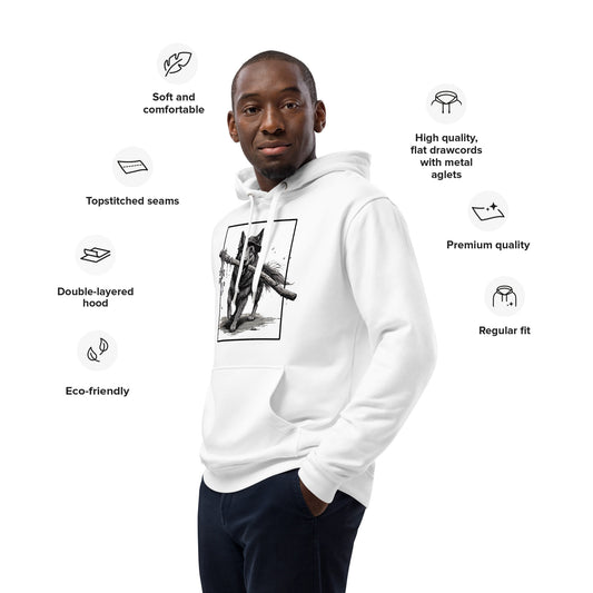 druid eco hoodie, organic cotton hoodie, RPG druid sweatshirt, D&D inspired eco hoodie, fantasy character hoodie, sustainable nerd fashion, unisex RPG hoodie, Rogue & Rye hoodie, environmentally friendly hoodie, adventure themed hoodie