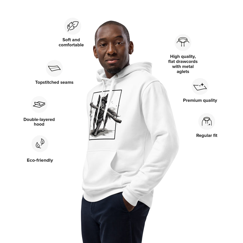 druid eco hoodie, organic cotton hoodie, RPG druid sweatshirt, D&D inspired eco hoodie, fantasy character hoodie, sustainable nerd fashion, unisex RPG hoodie, Rogue & Rye hoodie, environmentally friendly hoodie, adventure themed hoodie