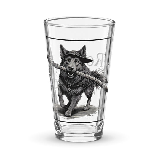 druid pint glass, RPG pint glass, D&D drinkware, Rogue & Rye glassware, fantasy themed pint glass, gamer barware, shaker glass for tabletop players, Druid dog glass, adventure drink glass, 16 oz gaming pint glass