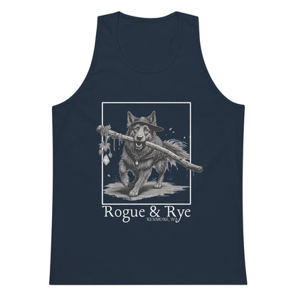 druid tank top, druid dog tank, rogue and rye tank, premium fantasy tank top, rpg character tank, unisex adventure tank, nature-inspired workout top, soft cotton druid tank, relaxed fit dnd tank, breathable gamer apparel, wilderness trail tank top, dark print fantasy shirt