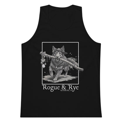 druid tank top, druid dog tank, rogue and rye tank, premium fantasy tank top, rpg character tank, unisex adventure tank, nature-inspired workout top, soft cotton druid tank, relaxed fit dnd tank, breathable gamer apparel, wilderness trail tank top, dark print fantasy shirt