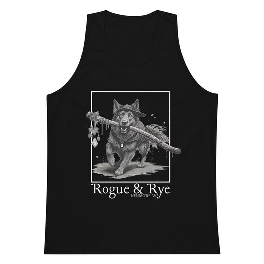 druid tank top, druid dog tank, rogue and rye tank, premium fantasy tank top, rpg character tank, unisex adventure tank, nature-inspired workout top, soft cotton druid tank, relaxed fit dnd tank, breathable gamer apparel, wilderness trail tank top, dark print fantasy shirt